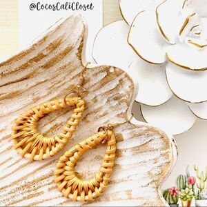 Woven Rattan Drop Earrings NWT